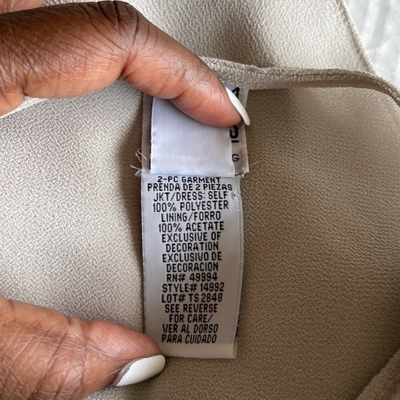 R&M Richards Cream Pink Floral Beaded Detail Sheer Blazer Jacket size 12P - Picture 5 of 17